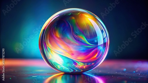 abstract iridescent orb with holographic finish Close-Up