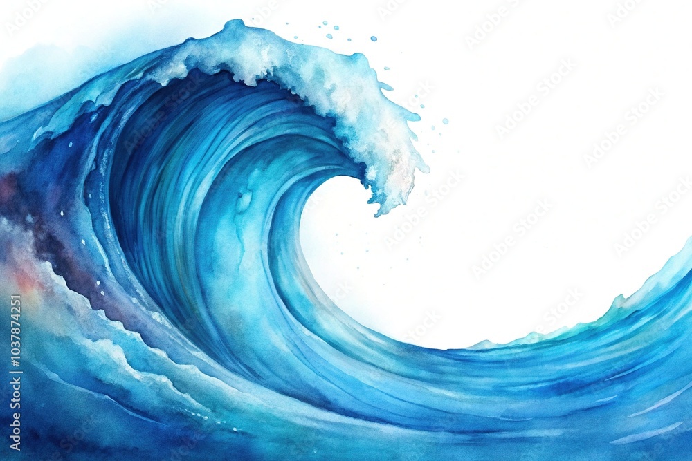 Abstract wave design in blue watercolor art Abstract wave design in blue watercolor art
