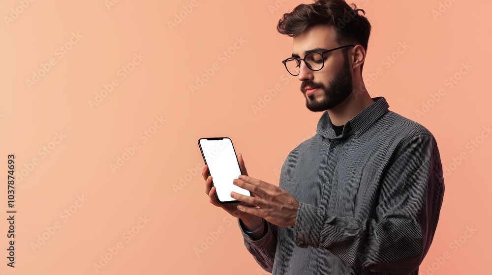 Serious Broker Analyzing Market Trend on Mobile Device Serious Broker Analyzing Market Trend on Mobile Device