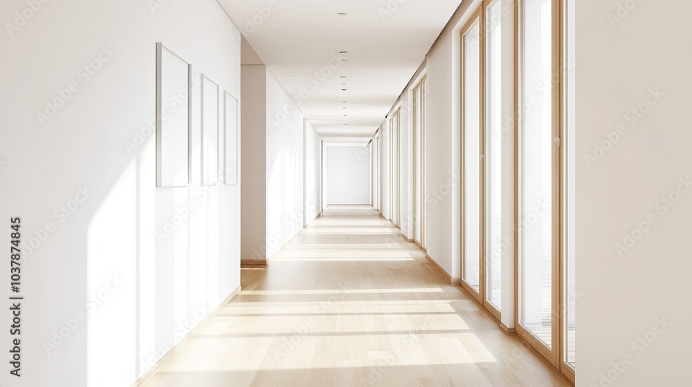 Bright Minimalistic Hallway with Natural Light Bright Minimalistic Hallway with Natural Light