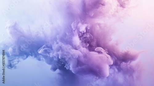 Gentle hues of blue, pink, and lavender flow effortlessly across a clean white canvas, showcasing the beauty of fluid watercolor techniques and delicate color transitions illuminated by soft light.