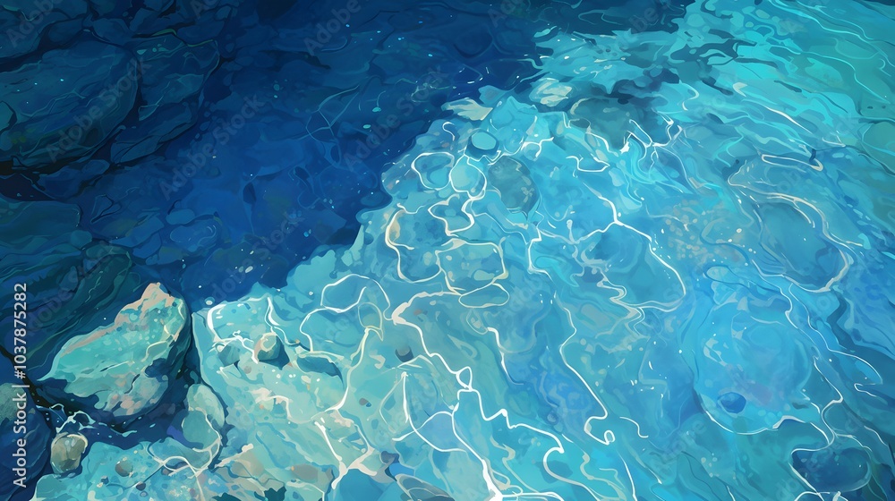 Fototapeta premium Blue Water Texture with Abstract Patterns.