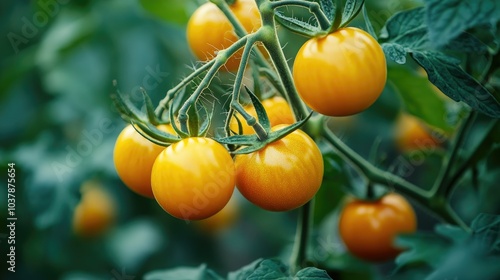 Wallpaper Mural Ripe Yellow Tomatoes on Vine in Garden Torontodigital.ca
