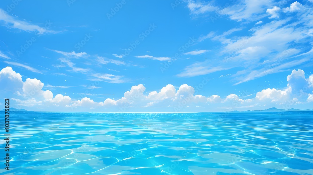 Blue Sky, White Clouds and Calm Sea. Blue Sky, White Clouds and Calm Sea.