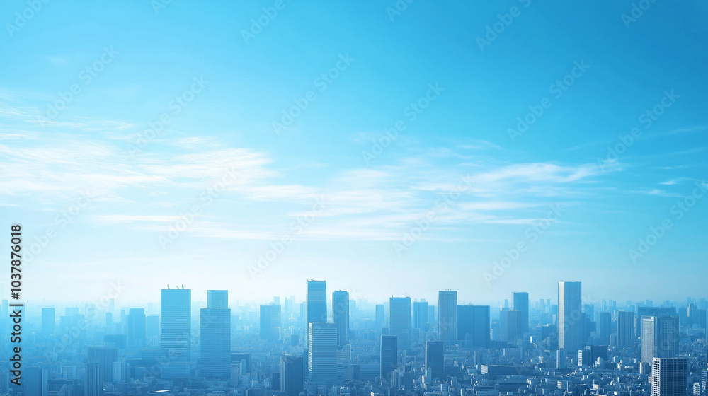 Fototapeta premium City Skyline Under Blue Sky and White Clouds