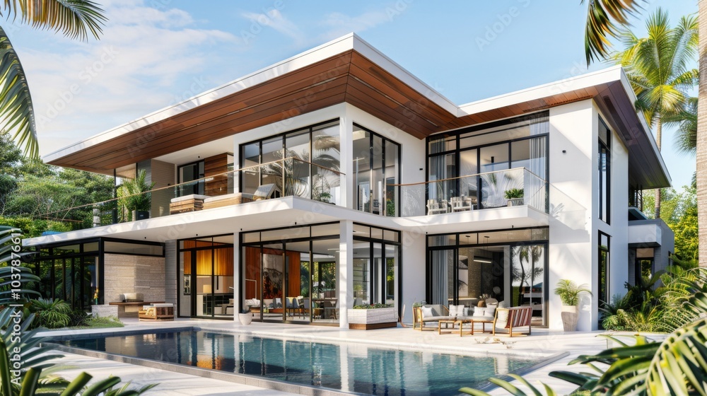 Modern Villa with Pool and Tropical Landscaping Modern Villa with Pool and Tropical Landscaping