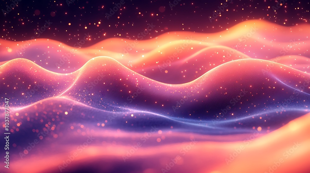 Abstract glowing wave background with particles. Abstract glowing wave background with particles.