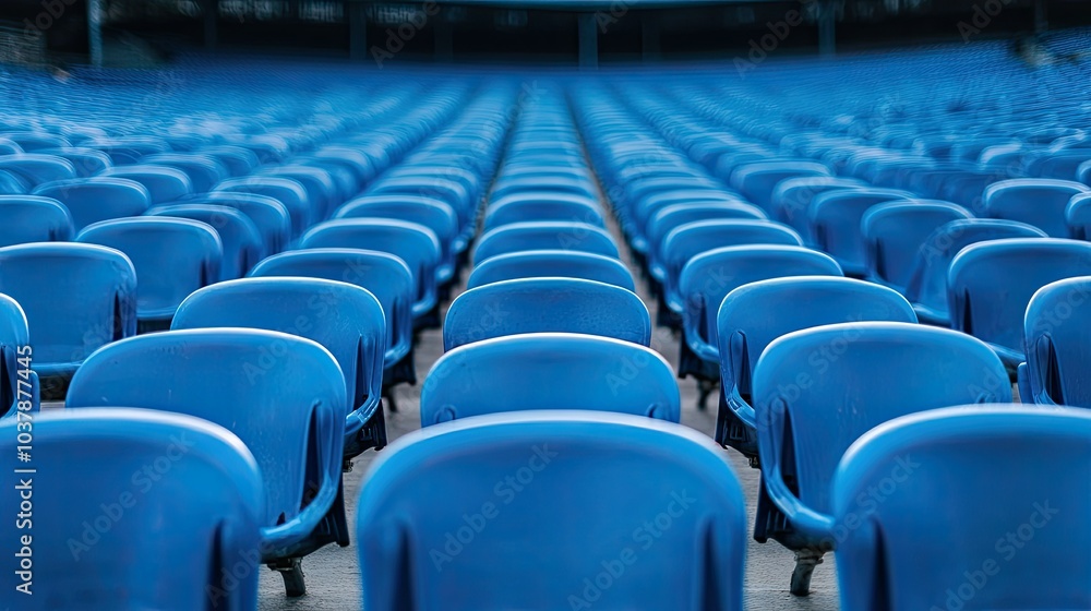 Blue Stadium Seats in Unified Arrangement Blue Stadium Seats in Unified Arrangement