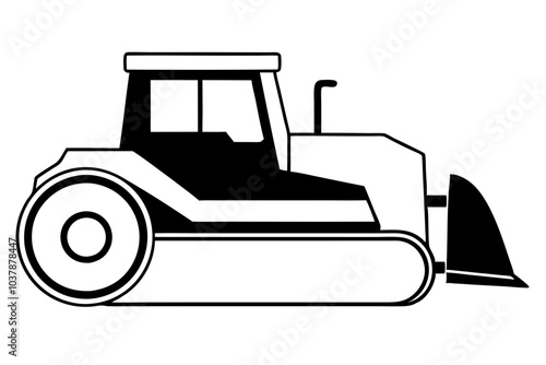 Bulldozer Silhouette | isolated vector silhouette illustration on white background