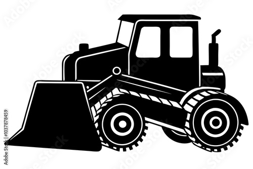 Bulldozer Silhouette | isolated vector silhouette illustration on white background