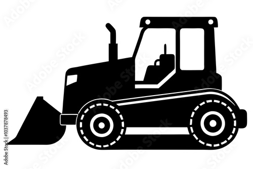 Bulldozer Silhouette | isolated vector silhouette illustration on white background