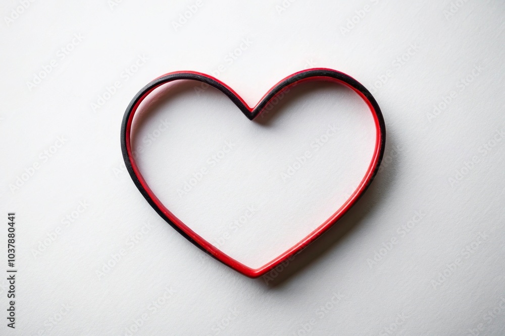 Close-up of black and red heart outline on white background Close-up of black and red heart outline on white background