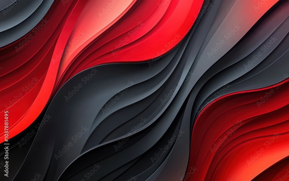 Obraz premium An artistic interpretation of red and black light patterns flowing diagonally across a modern background
