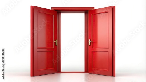 Close-up of open red double door