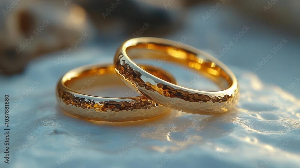 macro shot of a pair of elegant gold wedding rings resting on a pristine white surface showcasing their exquisite craftsmanship and reflecting feelings of love commitment and celebration macro shot of a pair of elegant gold wedding rings resting on a pristine white surface showcasing their exquisite craftsmanship and reflecting feelings of love commitment and celebration