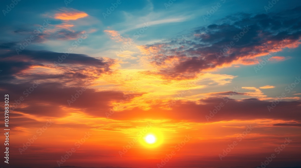 Golden rays of sunlight pierce through soft clouds as the day transforms into night, creating a captivating display of colors and tranquility. Generative AI Golden rays of sunlight pierce through soft clouds as the day transforms into night, creating a captivating display of colors and tranquility. Generative AI