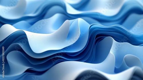 Abstract blue wavy fabric pattern with smooth flowing textures. Generative AI