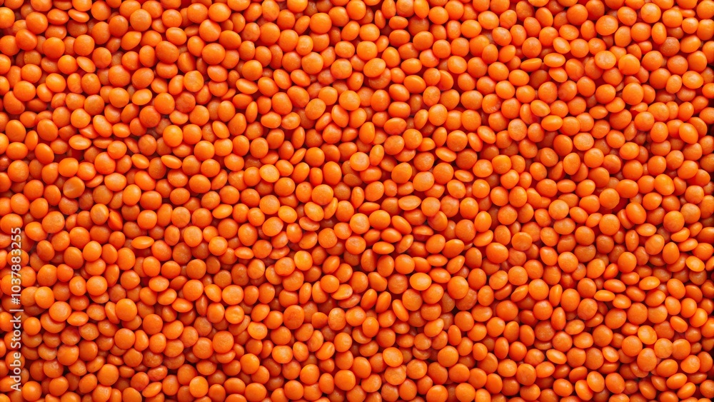 Close-up view of unevenly shaped orange red lentil bean texture Close-up view of unevenly shaped orange red lentil bean texture