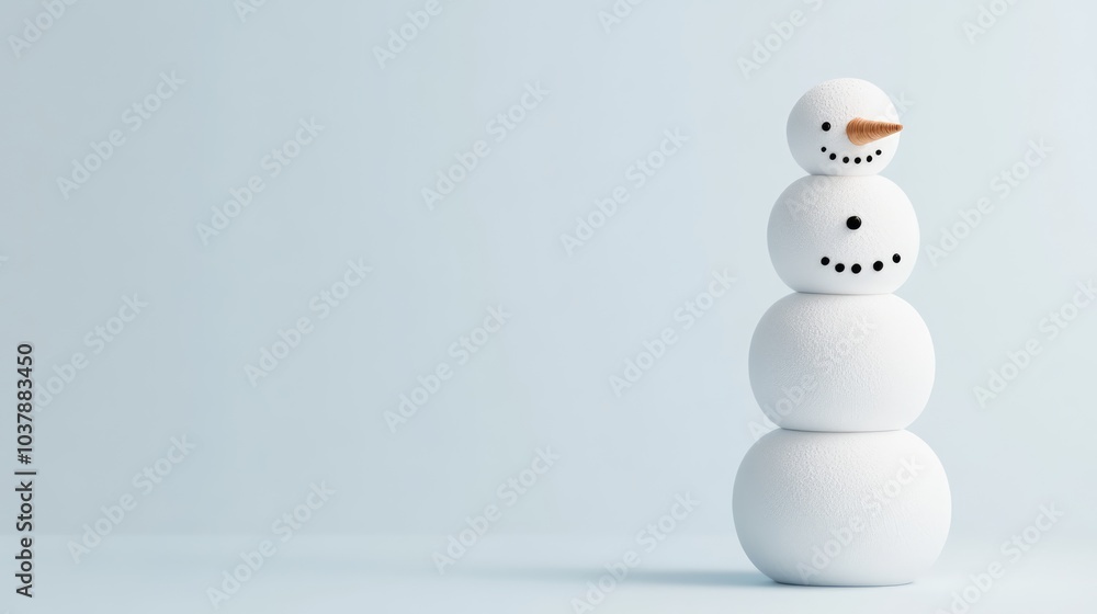 Charming 3D Snowman Stack on Soft Background Charming 3D Snowman Stack on Soft Background