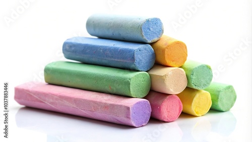 Close-up of high-quality climbing chalks on a white background macro