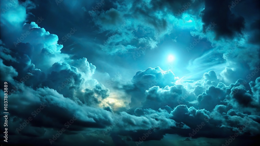 Fototapeta premium Close-up dark teal cloudy sky night sky with gloomy clouds background