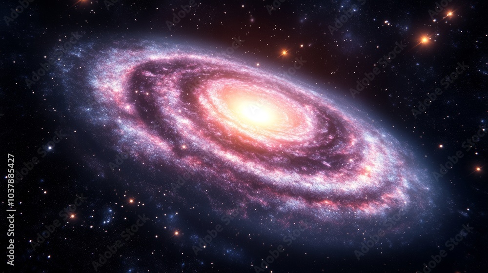 Fototapeta premium Spiral Galaxy in Deep Space with Stars and Nebulae