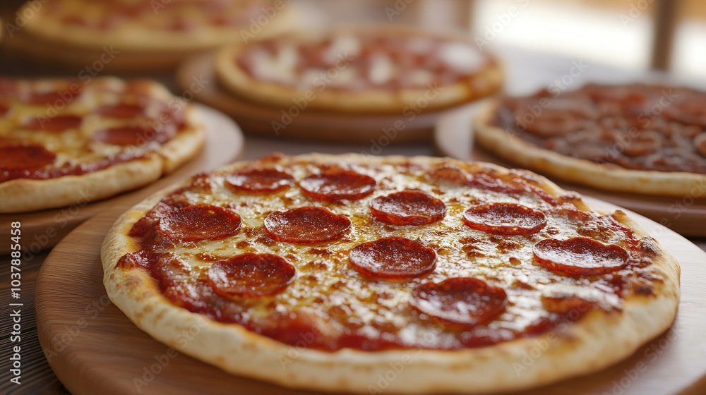 Close-up of a Delicious Pepperoni Pizza Close-up of a Delicious Pepperoni Pizza