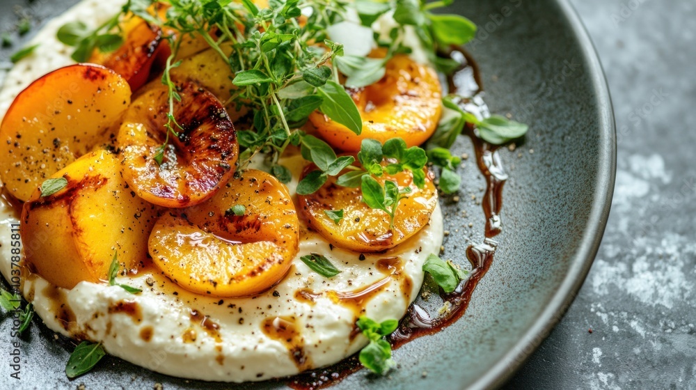 Grilled Peach Salad with Ricotta and Thyme Grilled Peach Salad with Ricotta and Thyme
