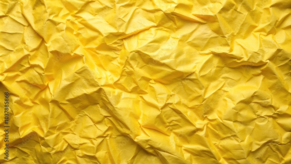 Crumpled yellow paper texture with silhouette