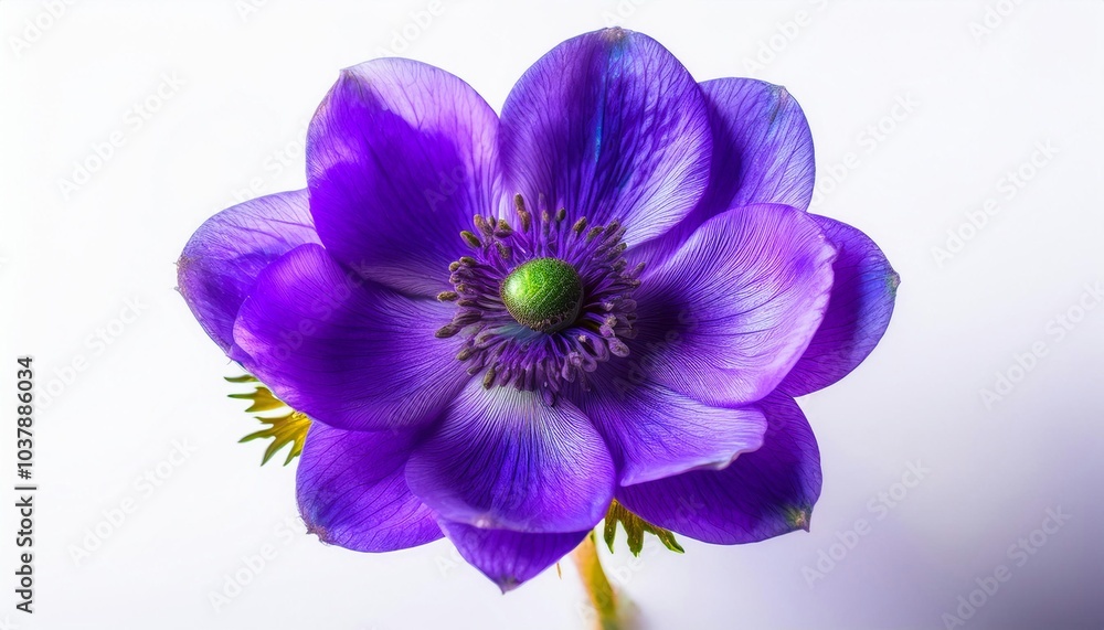 Obraz premium Anemone purple on white background isolated. Beautiful flower.