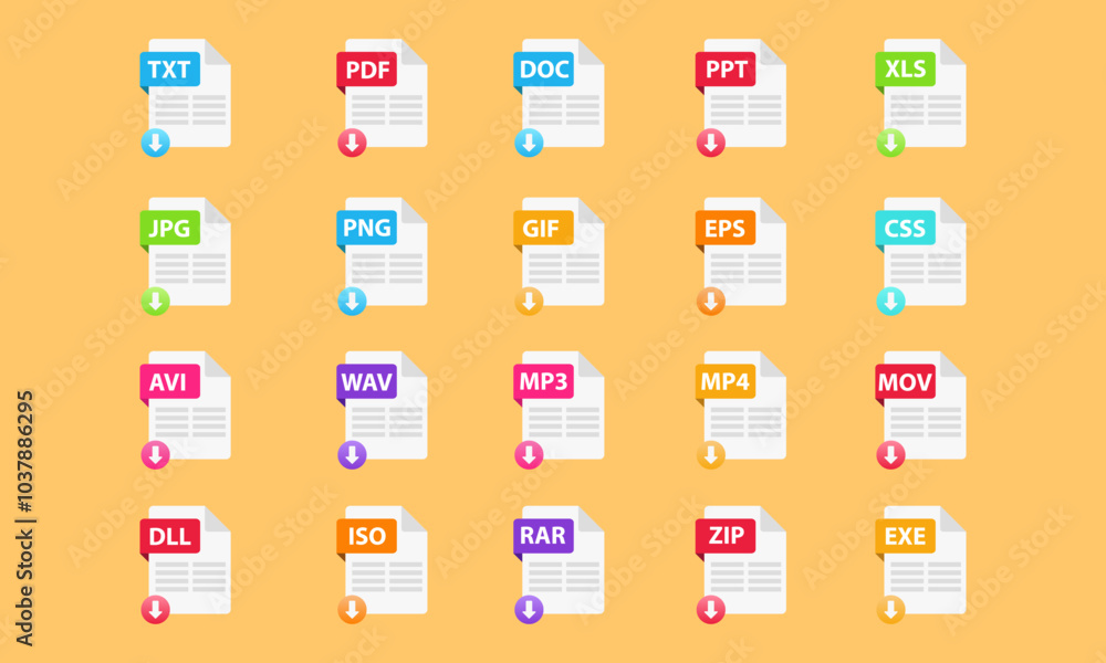 File Type icon set . Popular files format and document. Format and ...