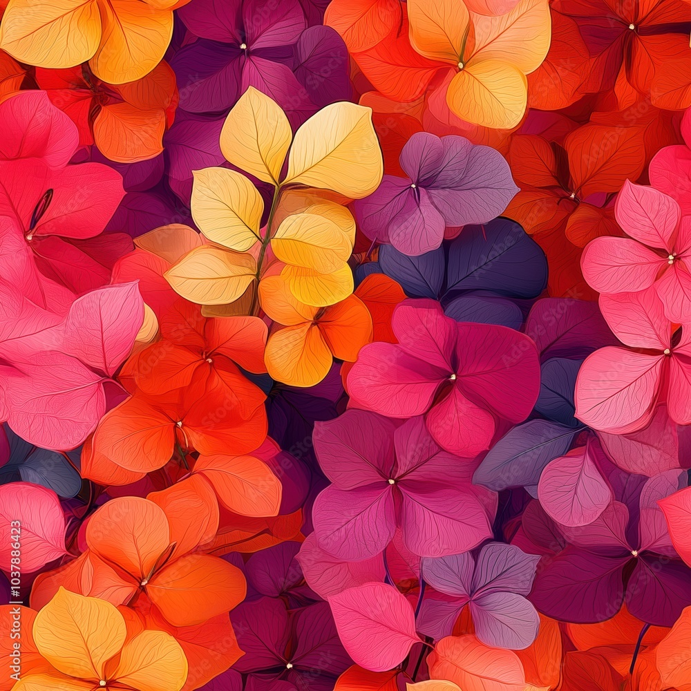 Colorful Bougainvillea Seamless Pattern Design Colorful Bougainvillea Seamless Pattern Design