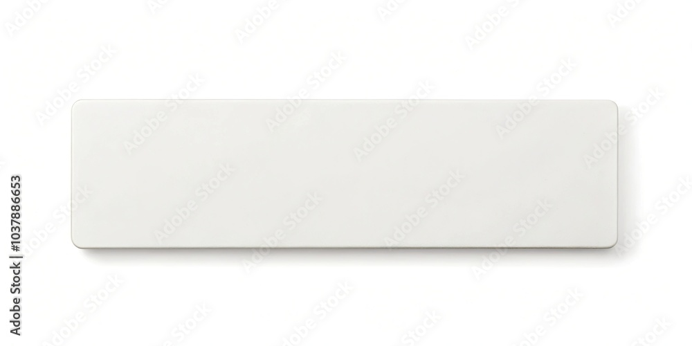 Closeup of white wide flat horizontal rectangle blank box from top front angle Macro Closeup of white wide flat horizontal rectangle blank box from top front angle Macro