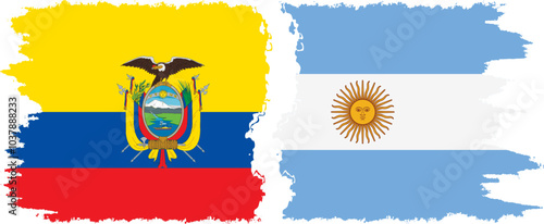 Argentina and Ecuador grunge flags connection, vector