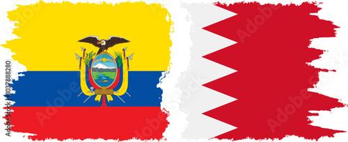 Bahrain and Ecuador grunge flags connection, vector