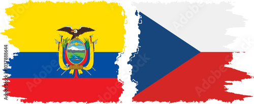 Czech and Ecuador grunge flags connection, vector