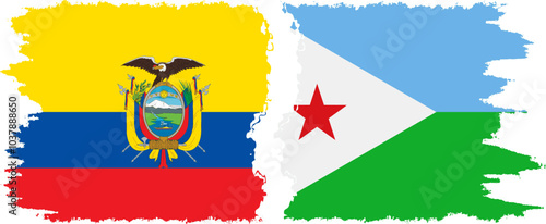 Djibouti and Ecuador grunge flags connection, vector photo