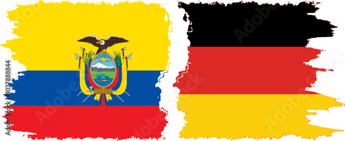 Germany and Ecuador grunge flags connection, vector