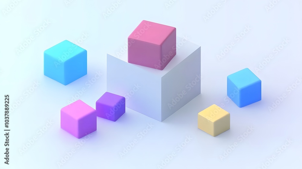 Abstract 3d render, geometric composition, colorful background design with cubes Abstract 3d render, geometric composition, colorful background design with cubes