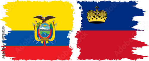 Liechtenstein and Ecuador grunge flags connection, vector