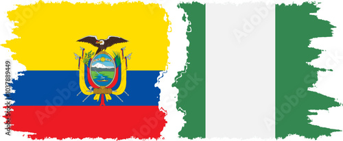 Nigeria and Ecuador grunge flags connection, vector photo