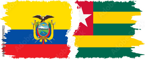 Togo and Ecuador grunge flags connection, vector