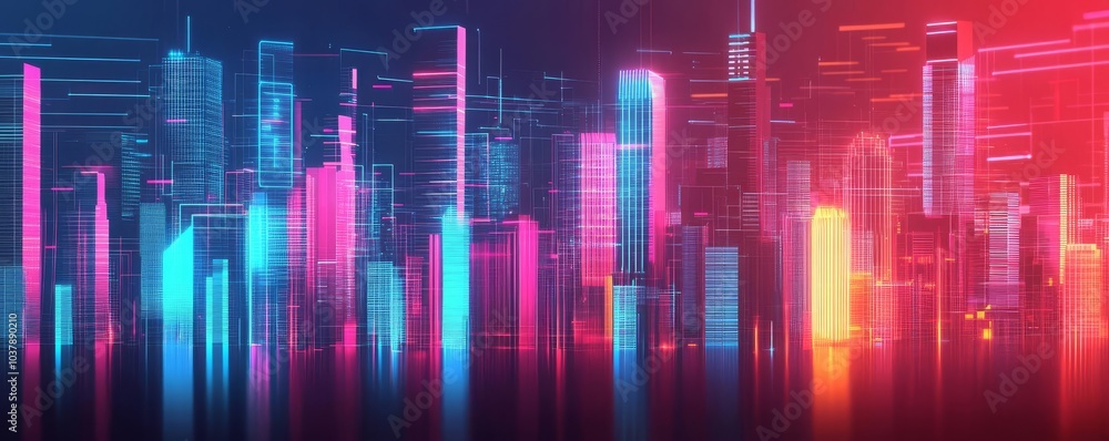 Smart city infrastructure, holographic data streams, futuristic skyscrapers, digital urban planning, neon grid Smart city infrastructure, holographic data streams, futuristic skyscrapers, digital urban planning, neon grid