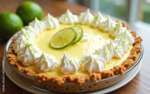 Key Lime Pie with Graham Cracker Crust and Lime Zest photo