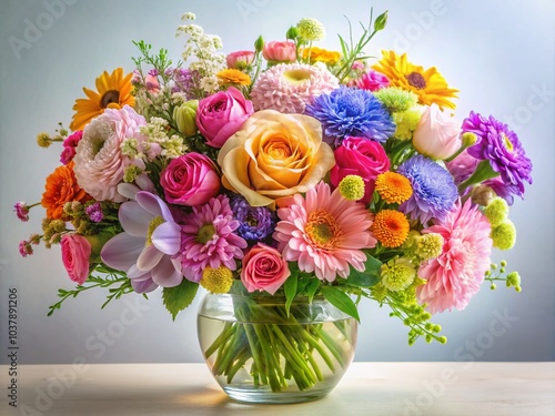 Wallpaper Mural Delicate pastel floral bouquet against a clear background, designed for elegance and inspiration. A whimsical touch to Torontodigital.ca