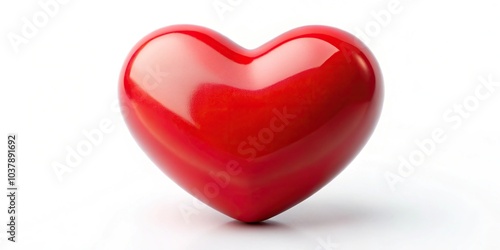 Extreme close-up of hyper realistic red heart on white background for stock photo composition