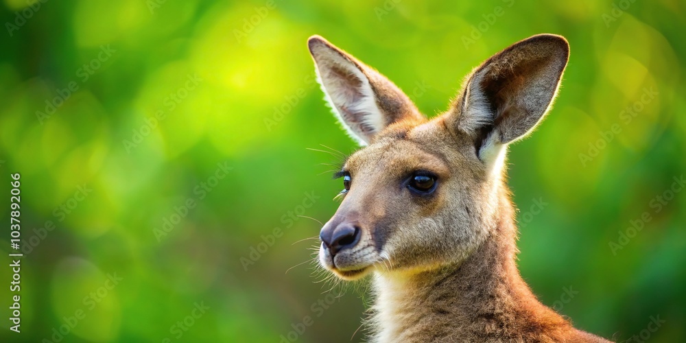 Close-up reflection of kangaroo on green background Close-up reflection of kangaroo on green background