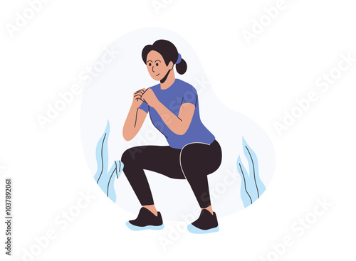 Illustration of Woman Performing a Squat Exercise