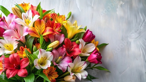 Fragile alstroemeria flowers in colorful harmony