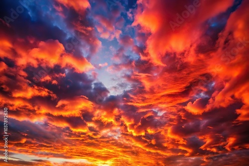 Extreme close-up view of dramatic red cloud against a sky backdrop in the countryside